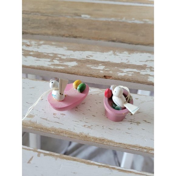 Vintage wooden bird ornament egg Easter Xmas tree - Picture 2 of 6